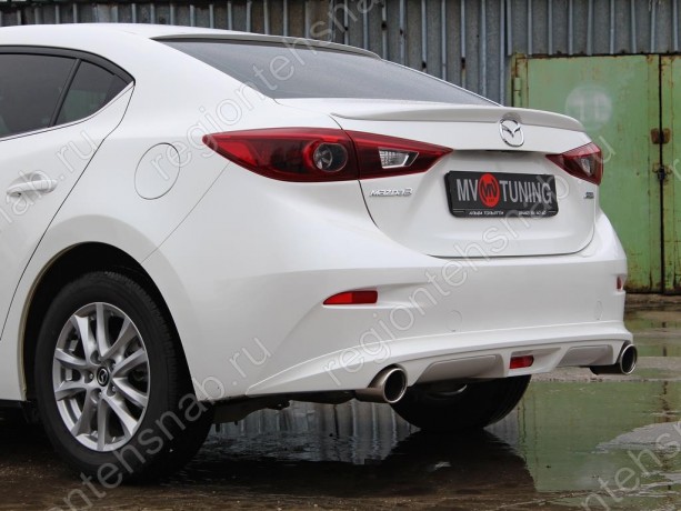 Диффузор заднего бампера var №2 (с килями) для Mazda 3 (2013-н.в.) купить недорого с доставкой в Георгиевск